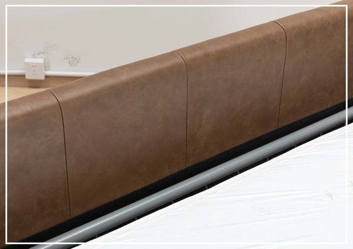 Kathy Ireland Alaves 3-Seater Brown Leather Sleeper Sofa (Queen Size)-SOFABED