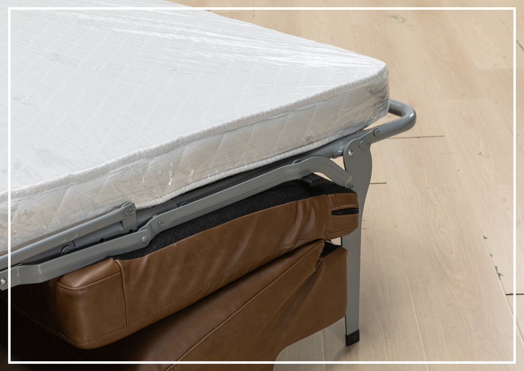 Kathy Ireland Alaves 3-Seater Brown Leather Sleeper Sofa (Queen Size)-SOFABED