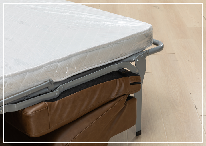 Kathy Ireland Alaves 3-Seater Brown Leather Sleeper Sofa (Queen Size)-SOFABED