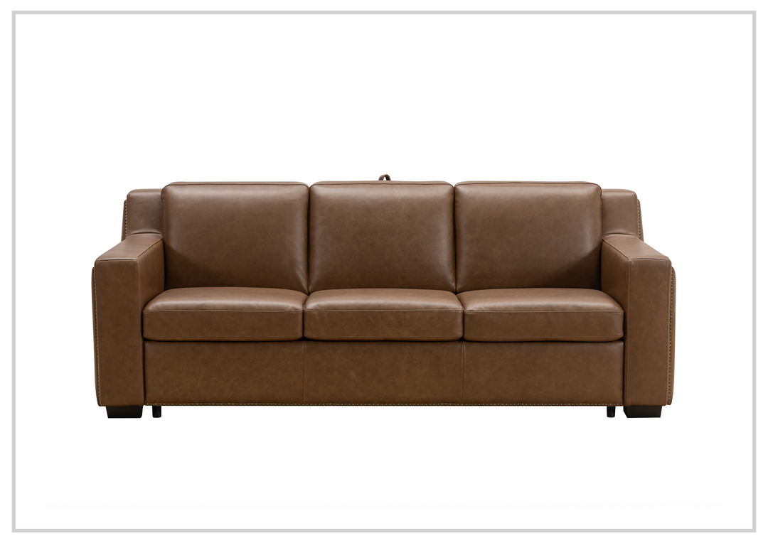 Kathy Ireland Alaves 3-Seater Brown Leather Sleeper Sofa (Queen Size)-SOFABED