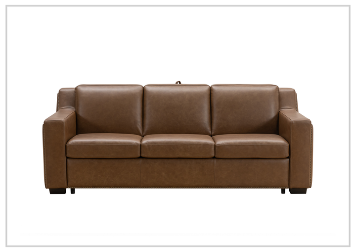 Kathy Ireland Alaves 3-Seater Brown Leather Sleeper Sofa (Queen Size)-SOFABED