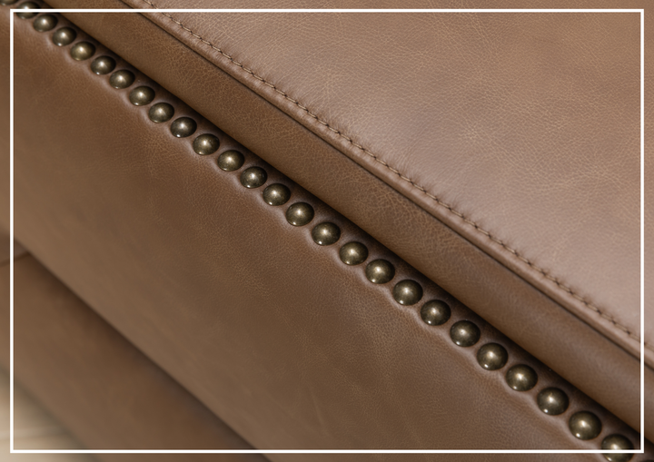 Kathy Ireland Alaves 3-Seater Brown Leather Sleeper Sofa (Queen Size)-SOFABED