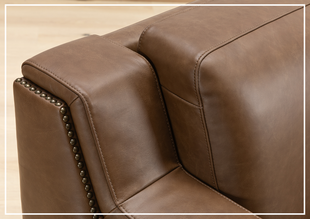 Kathy Ireland Alaves 3-Seater Brown Leather Sleeper Sofa (Queen Size)-SOFABED