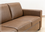 Kathy Ireland Alaves 3-Seater Brown Leather Sleeper Sofa (Queen Size)-SOFABED