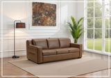 Kathy Ireland Alaves 3-Seater Brown Leather Sleeper Sofa (Queen Size)-SOFABED