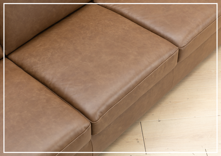 Kathy Ireland Alaves 3-Seater Brown Leather Sleeper Sofa (Queen Size)-SOFABED