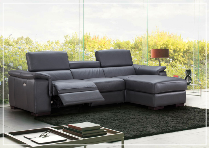 Gio Italia Allegra L-Shaped Leather Recliner Sectional Sofa