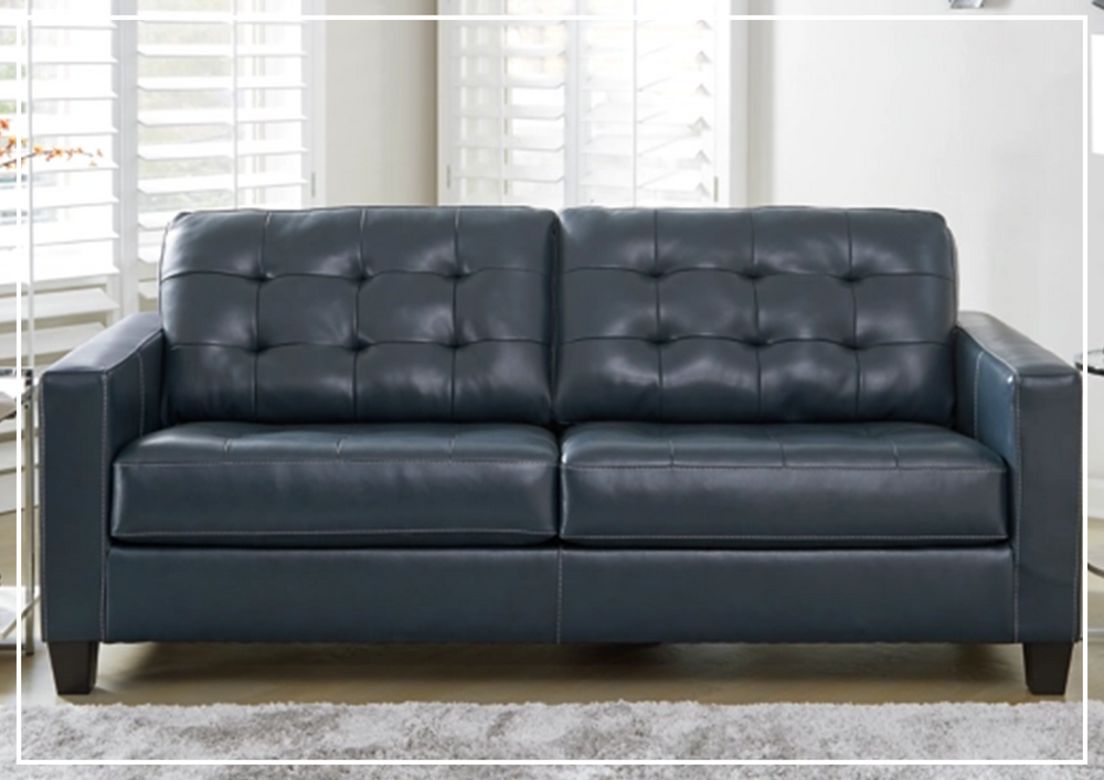Altonia Leather Button-Tufted 2-Seater Sofa (Queen Size)