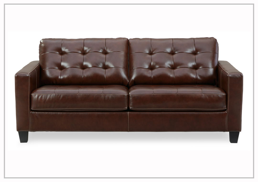 Altonia Queen Blue and Brown Leather Sleeper Sofa