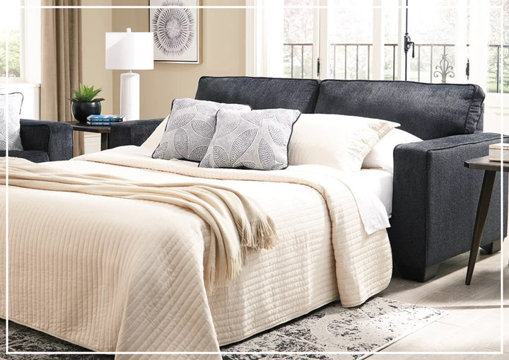 Gio Italia Aster Queen Size Fabric Sofa Sleeper In Light and Dark Color Options