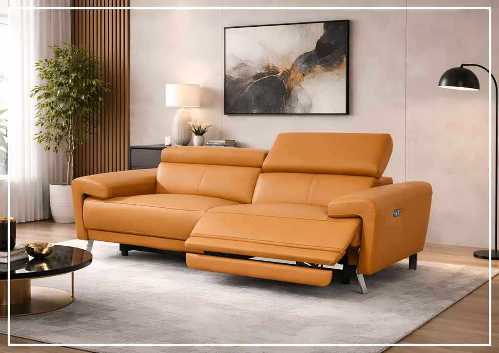 Gio Italia Aura Leather Sofa and Loveseat Power Recliner- SOFABED