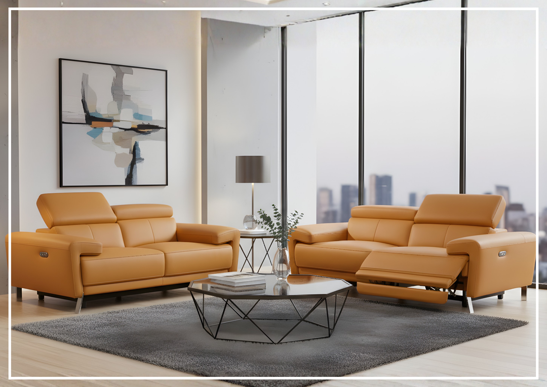 Gio Italia Aura Leather Sofa and Loveseat Power Recliner- SOFABED