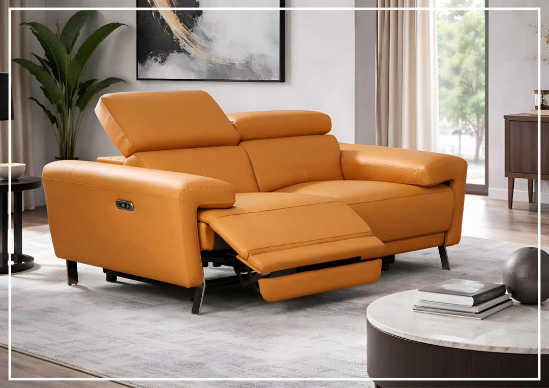 Gio Italia Aura Leather Sofa and Loveseat Power Recliner- SOFABED