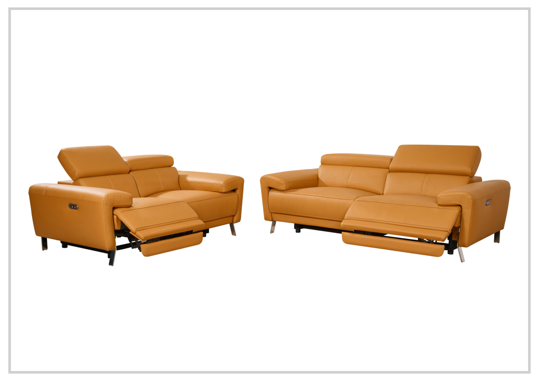 Gio Italia Aura Leather Sofa and Loveseat Power Recliner- SOFABED