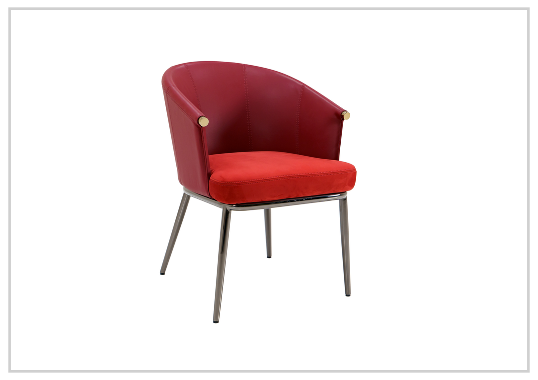Klaussner Autentico Red Leather Framed Fabric Seating Dining Chair
