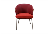 Klaussner Autentico Red Leather Framed Fabric Seating Dining Chair