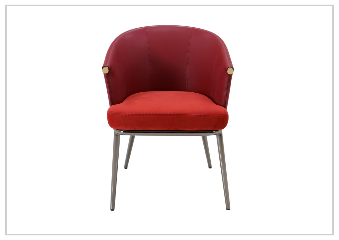 Klaussner Autentico Red Leather Framed Fabric Seating Dining Chair