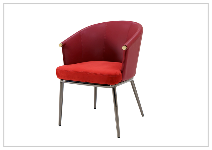 Klaussner Autentico Red Leather Framed Fabric Seating Dining Chair