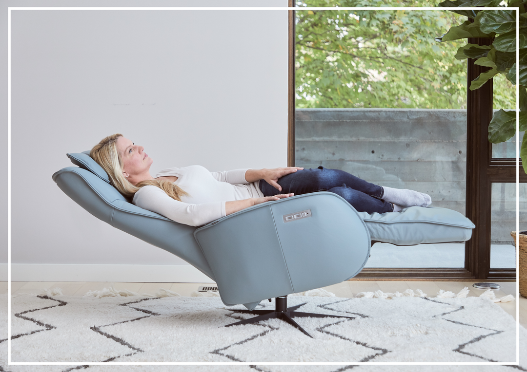 Fjords Axel Leather Power Recliner Chair with Swivel Glider Base-Sofa Bed