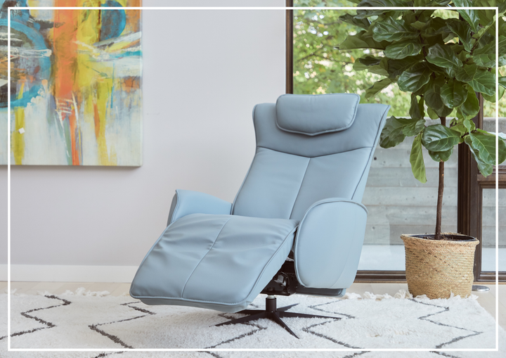 Fjords Axel Leather Power Recliner Chair with Swivel Glider Base-Sofa Bed