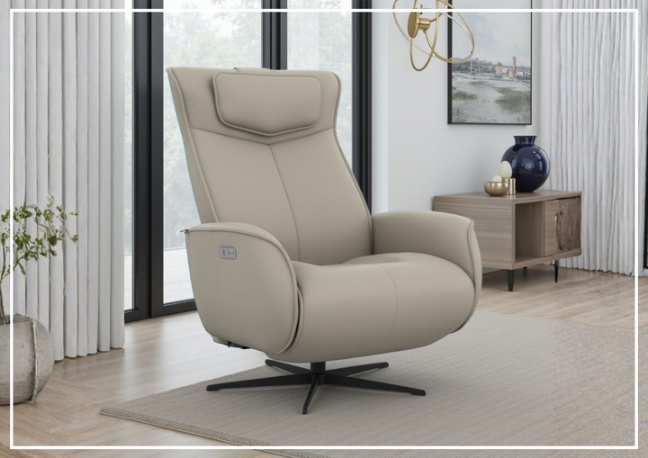 Fjords Axel Leather Power Recliner Chair with Swivel Glider Base-Sofa Bed