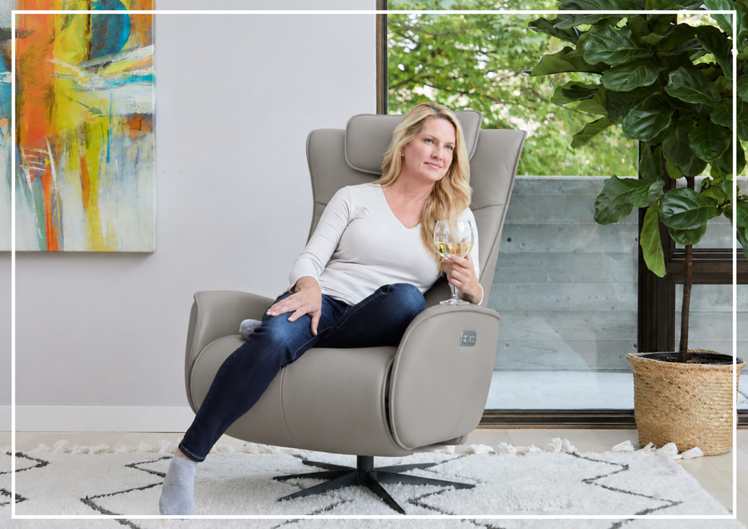 Fjords Axel Leather Power Recliner Chair with Swivel Glider Base-Sofa Bed