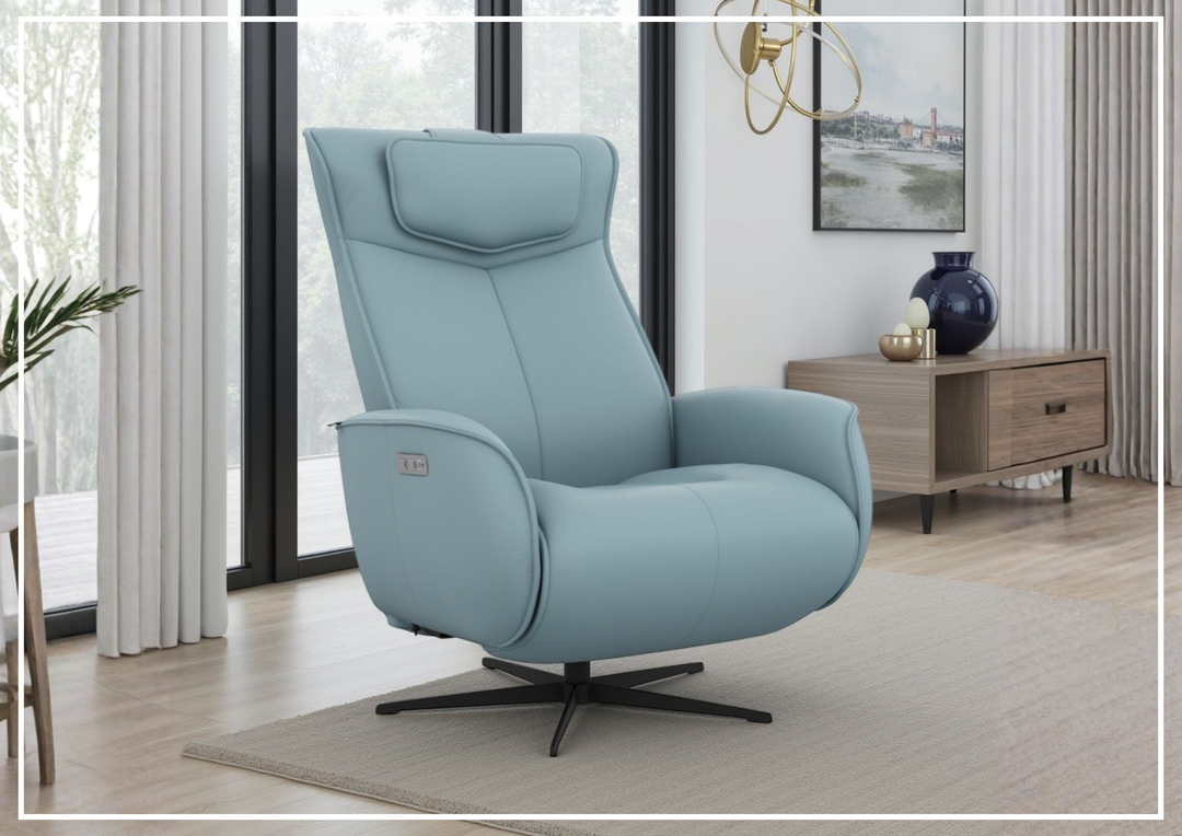 Fjords Axel Leather Power Recliner Chair with Swivel Glider Base-Sofa Bed