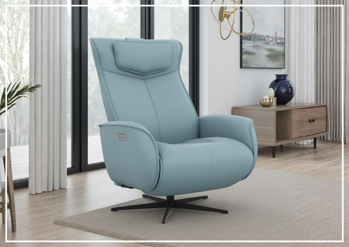 Fjords Axel Leather Power Recliner Chair with Swivel Glider Base-Sofa Bed