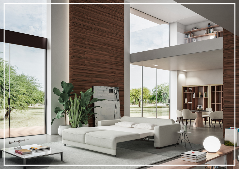 Luonto Belton Fabric King Sofa Sleeper With Manual or Power Option-SOFABED