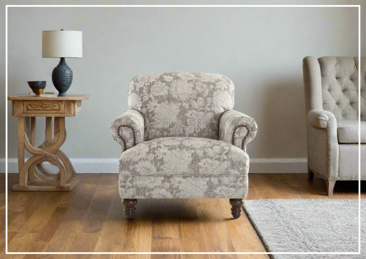 Klaussner Barnum Traditional Fabric Accent Chair with Rolled Arms