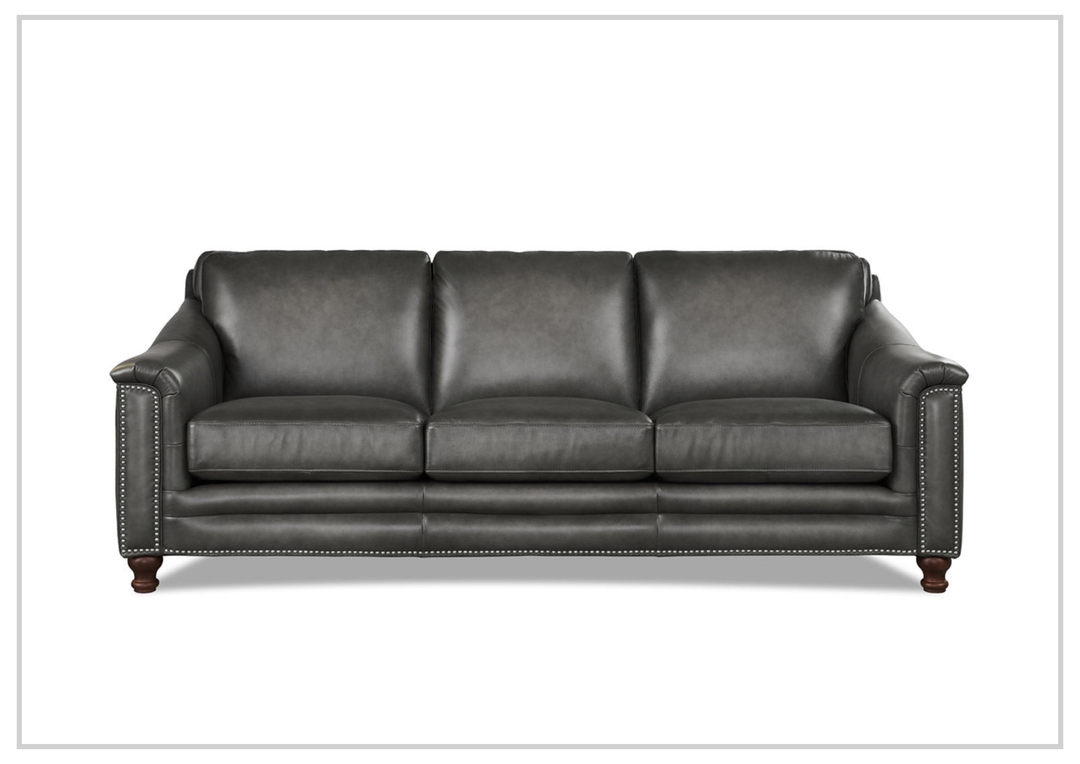 Hydeline Belfast Brown Premium Leather 3-Seater Sofa with Nailhead Trim