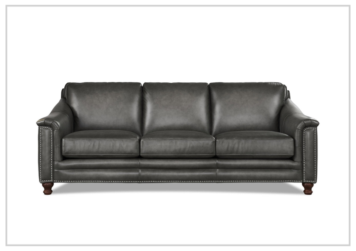 Hydeline Belfast Brown Premium Leather 3-Seater Sofa with Nailhead Trim