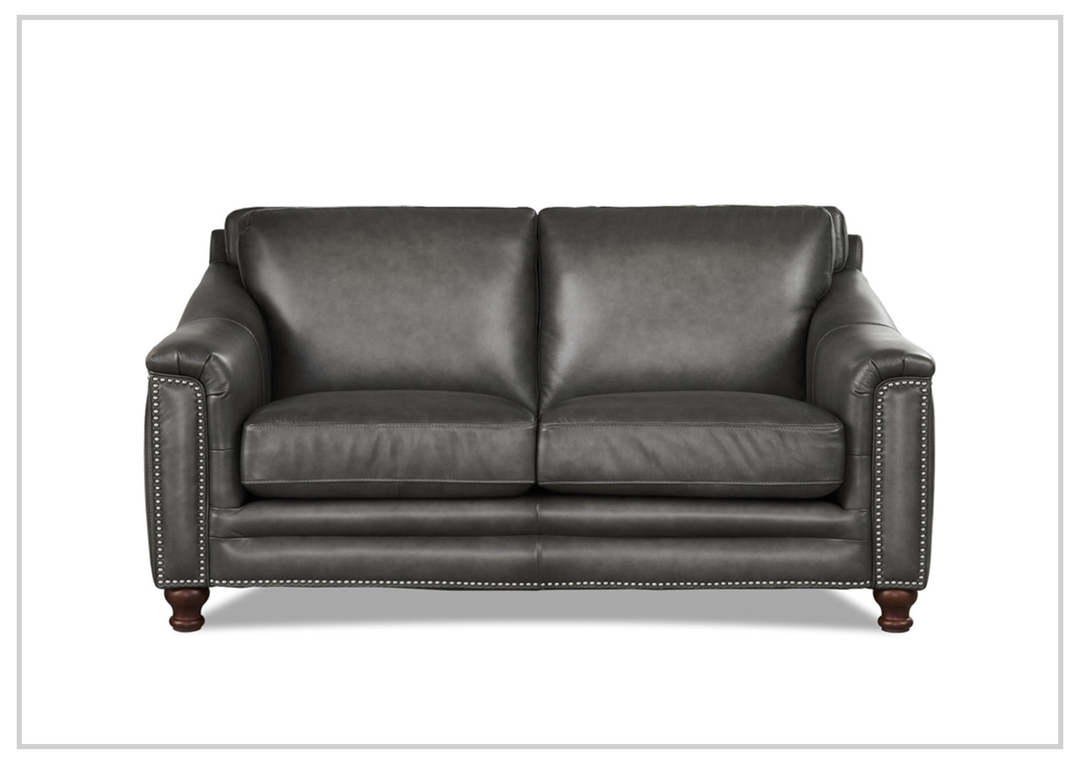Hydeline Belfast Brown Premium Leather Loveseat with Nailhead Trim