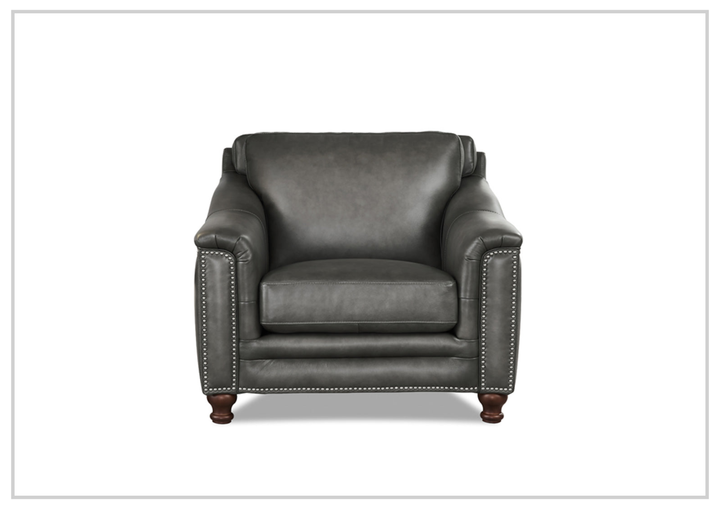 Hydeline Belfast Brown Premium Leather Chair with Nailhead Trim Finish