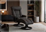 Fjords Bergen R Leather Swivel Recliner Chair with Foot Stool-Sofabed
