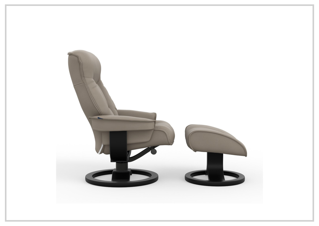 Fjords Bergen R Leather Swivel Recliner Chair with Foot Stool-Sofabed
