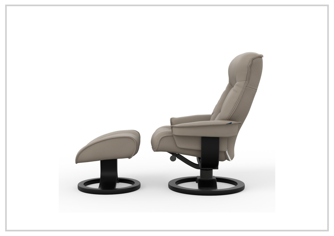 Fjords Bergen R Leather Swivel Recliner Chair with Foot Stool-Sofabed
