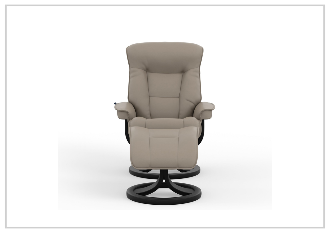 Fjords Bergen R Leather Swivel Recliner Chair with Foot Stool-Sofabed
