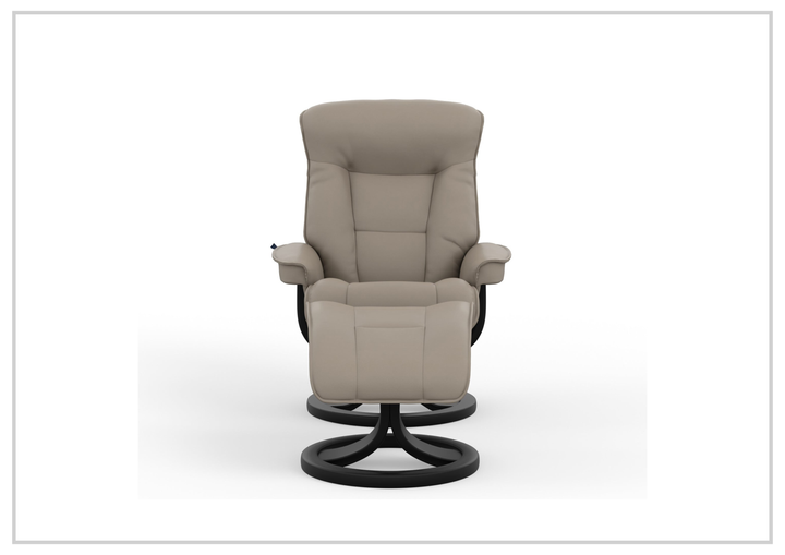 Fjords Bergen R Leather Swivel Recliner Chair with Foot Stool-Sofabed
