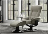 Fjords Bergen R Leather Swivel Recliner Chair with Foot Stool-Sofabed
