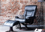 Fjords Bergen R Leather Swivel Recliner Chair with Foot Stool-Sofabed
