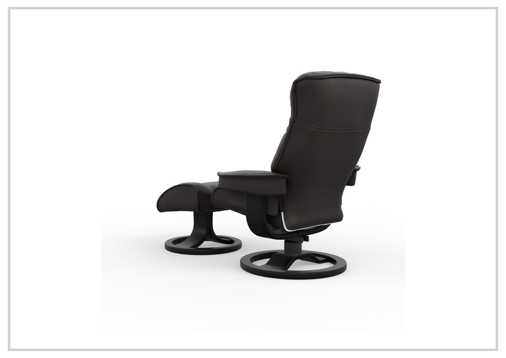 Fjords Bergen R Leather Swivel Recliner Chair with Foot Stool-Sofabed
