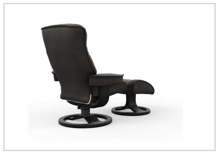 Fjords Bergen R Leather Swivel Recliner Chair with Foot Stool-Sofabed