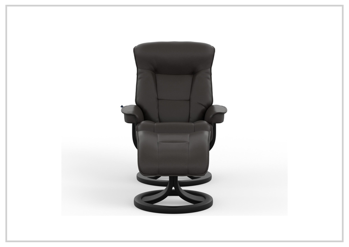 Fjords Bergen R Leather Swivel Recliner Chair with Foot Stool-Sofabed
