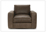 Bernhardt Dawkins Leather Swivel Chair with Wide Track Arms