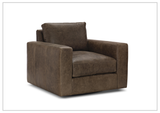 Bernhardt Dawkins Leather Swivel Chair with Wide Track Arms