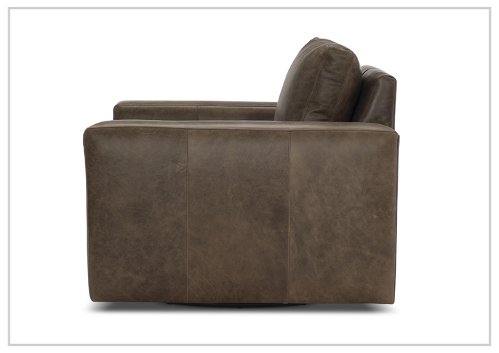 Bernhardt Dawkins Leather Swivel Chair with Wide Track Arms