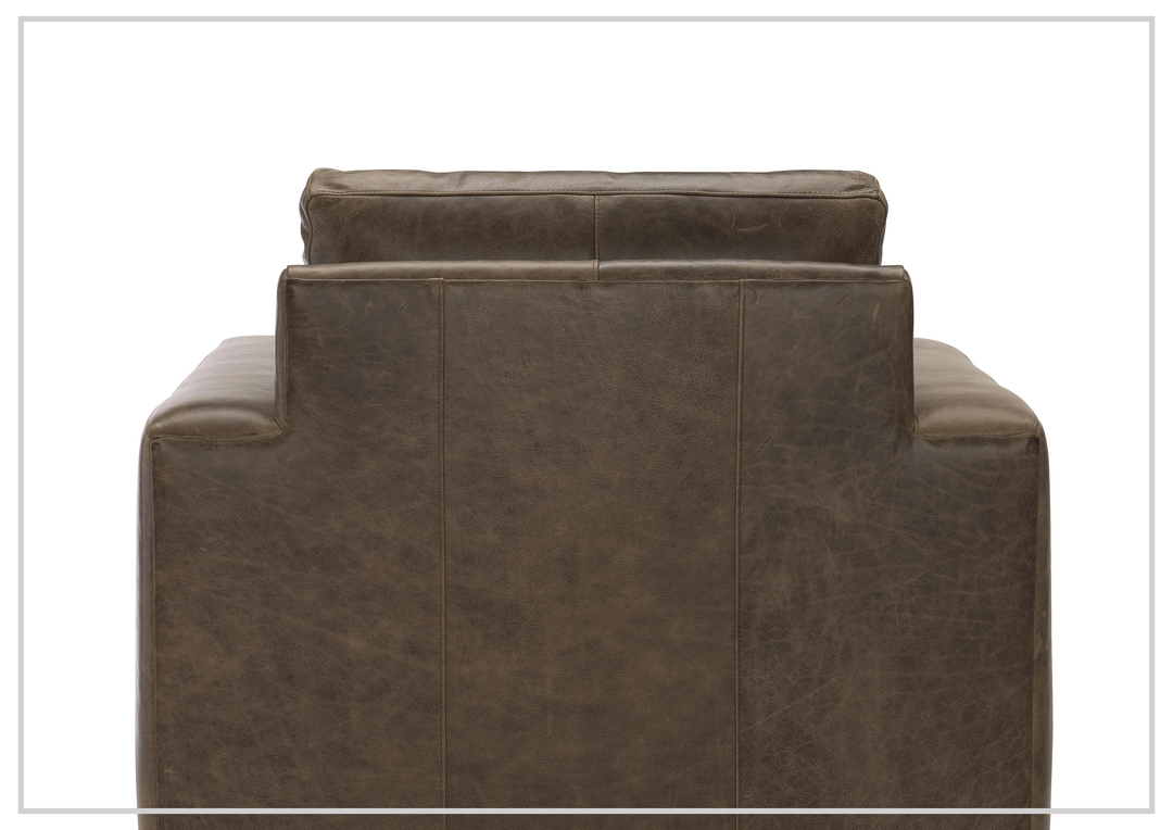 Bernhardt Dawkins Leather Swivel Chair with Wide Track Arms
