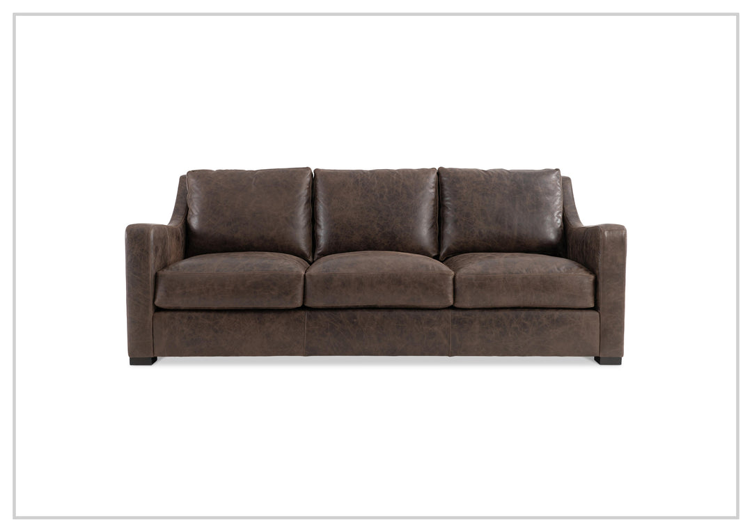 Bernhardt Ventura Leather Sofa with Curved Track Arms