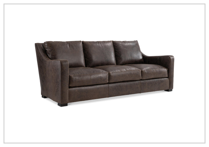 Bernhardt Ventura Leather Sofa with Curved Track Arms